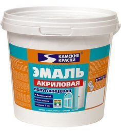 Эмаль КАМСКИЕ КРАСКИ акрил. д/нар. и вн. раб. Супербел.  1кг