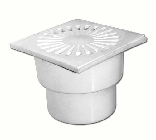 Трап с вертикальным спуском D110 (Политек) мет.решетка 150х150 (507323)