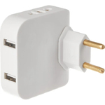 Тройник сетевой поворотный плоский (с USB, 2500Вт, 16А)