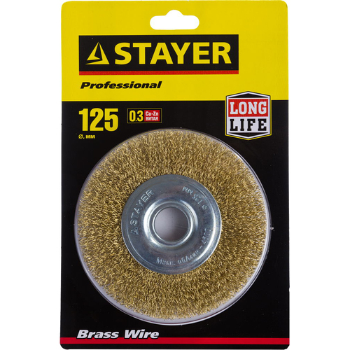 Щетка STAYER д/МШУ диск. 125/22мм витая латунир. сталь (арт.35122-125)