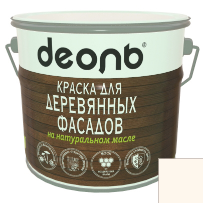 Краска д/деревянных фасадов на натуральном масле белая ТМ "ДЕОЛЬ" 0,75л
