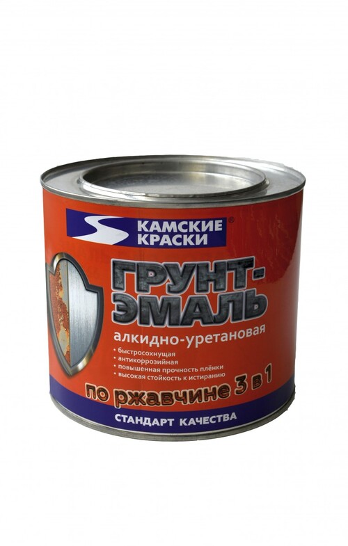 Эмаль по ржавчине 3 в 1 зеленая  0,9 кг (Краснокамск)