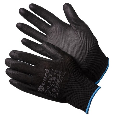 Перчатки нейлон Gward Black/Gray покрытые полиуретаном (12) размер L / XL (черные/серые) (PU1001) (07538)