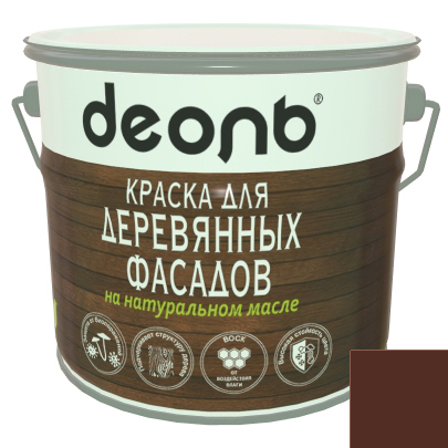 Краска д/деревянных фасадов на натуральном масле каштан ТМ "ДЕОЛЬ" 2,7л