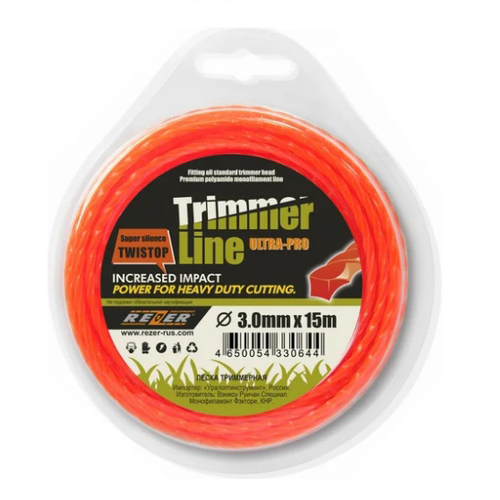 Леска д/триммера REZER Ultra-pro TWISTOP d3.0мм х 15м (квадрат) (30644)
