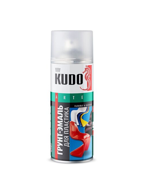 Грунт-эмаль аэрозоль KUDO д/пластика белая 520гр.(6003)