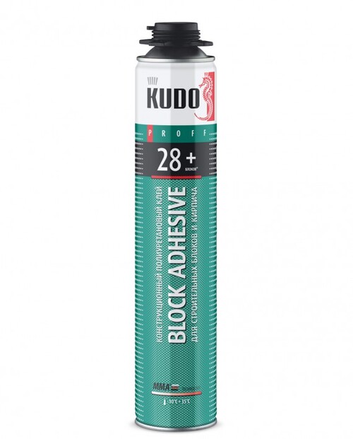 Пена монтажная KUDO PROFF28+ (КЛЕЙ) для строит. блоков и пр. всесезонная (12)
