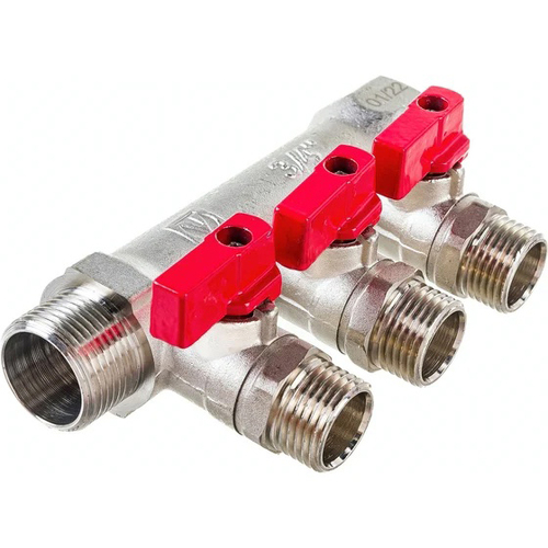 Коллектор Valtec 3/4 х 1/2 3-вых. (нар.рез) с шар.кранами (VTc.580.N.0503)