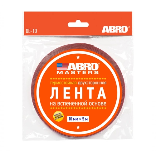 Лента клеящая 2-стор. ABRO 10 мм х 5м на вспен. EVA основе белая OE-10-RE