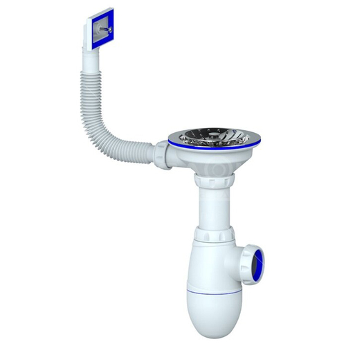 Сифон Unicorn 3.1/2" д/мойки с выпуском квадр.перелив (B410) (533277)